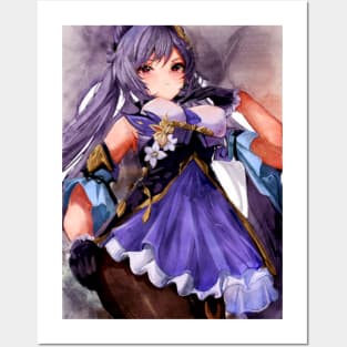 Keqing Anime Watercolor Posters and Art